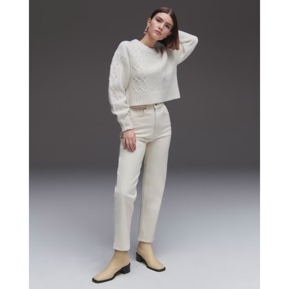 Everlane Original Cheeky Jean High Rise Low Stretch Ecru Women 26 Crop